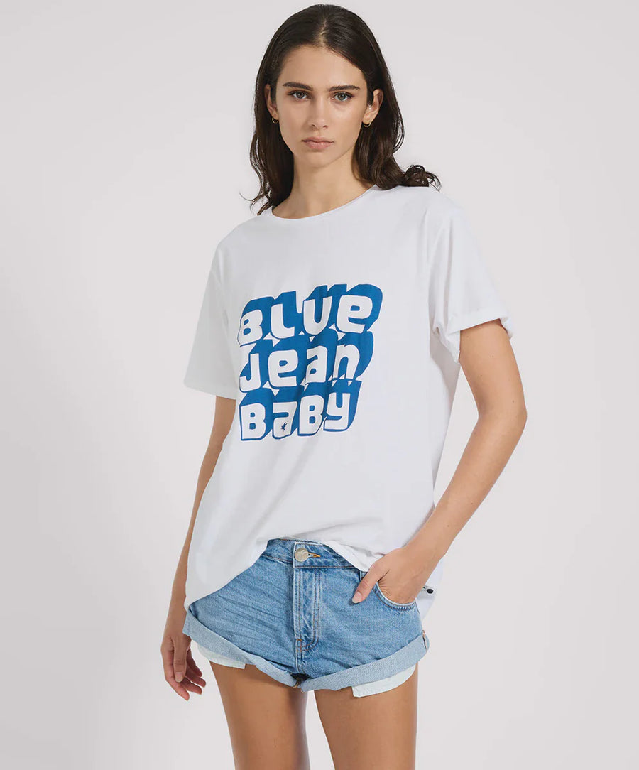 One Teaspoon Blue Jean  Baby Boyfriend  Tee - White