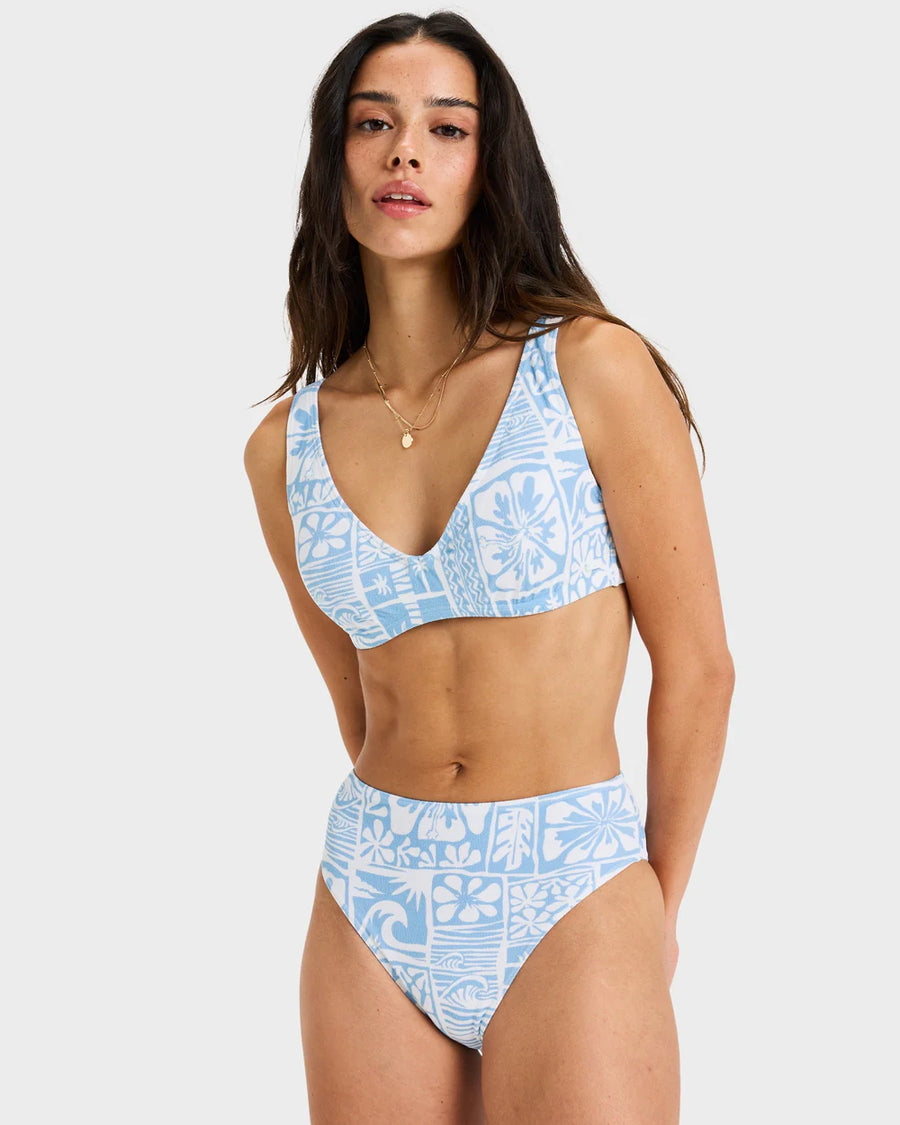 Roxy Flowers Wave  UWire D Cup Bikini Top - Sky Blue  Surfenirs