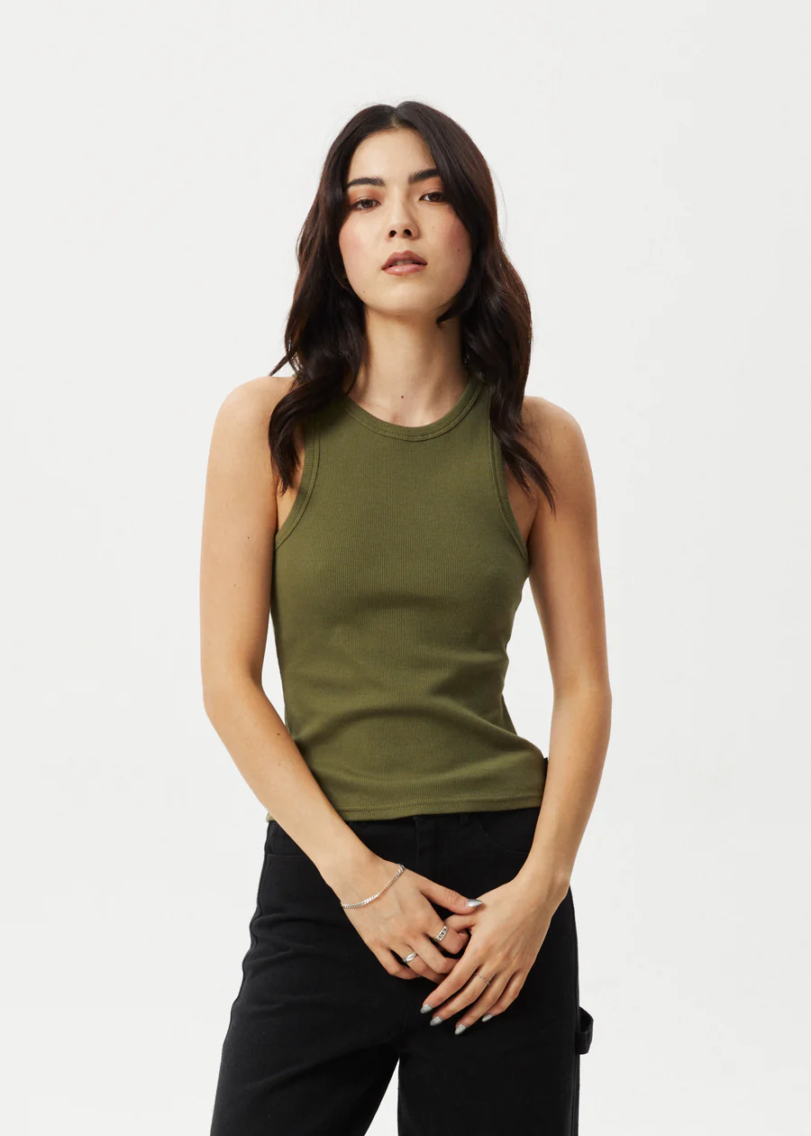 Afends Lydia Organic Rib Singlet - Military