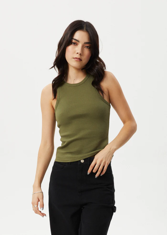 Afends Lydia Organic Rib Singlet - Military