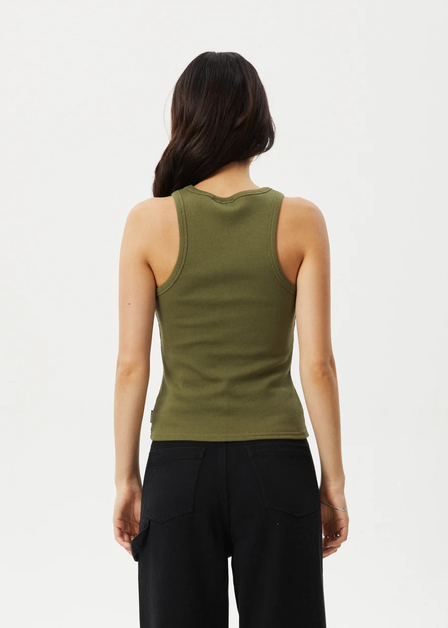 Afends Lydia Organic Rib Singlet - Military