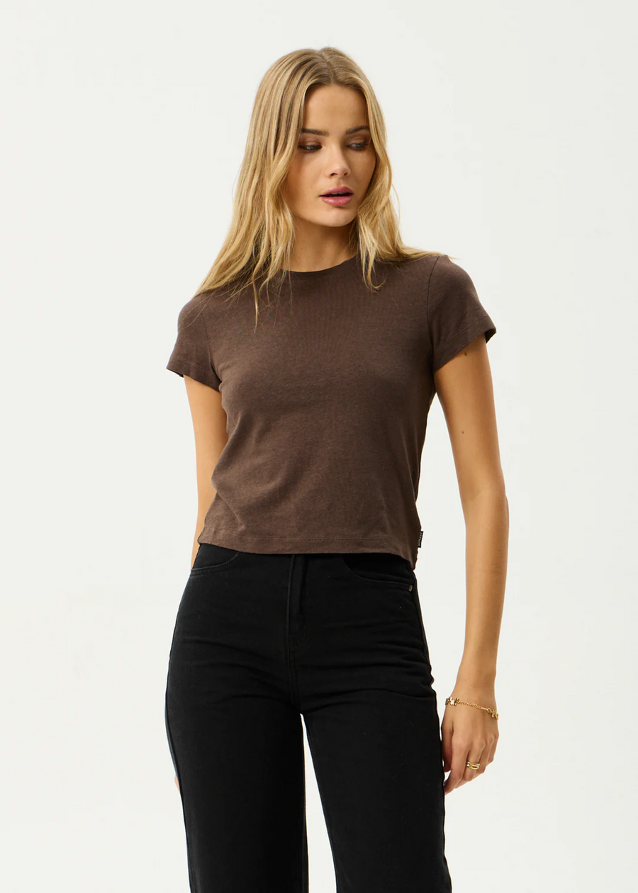 Afends Carmen Hemp  Baby Tee - Coffee