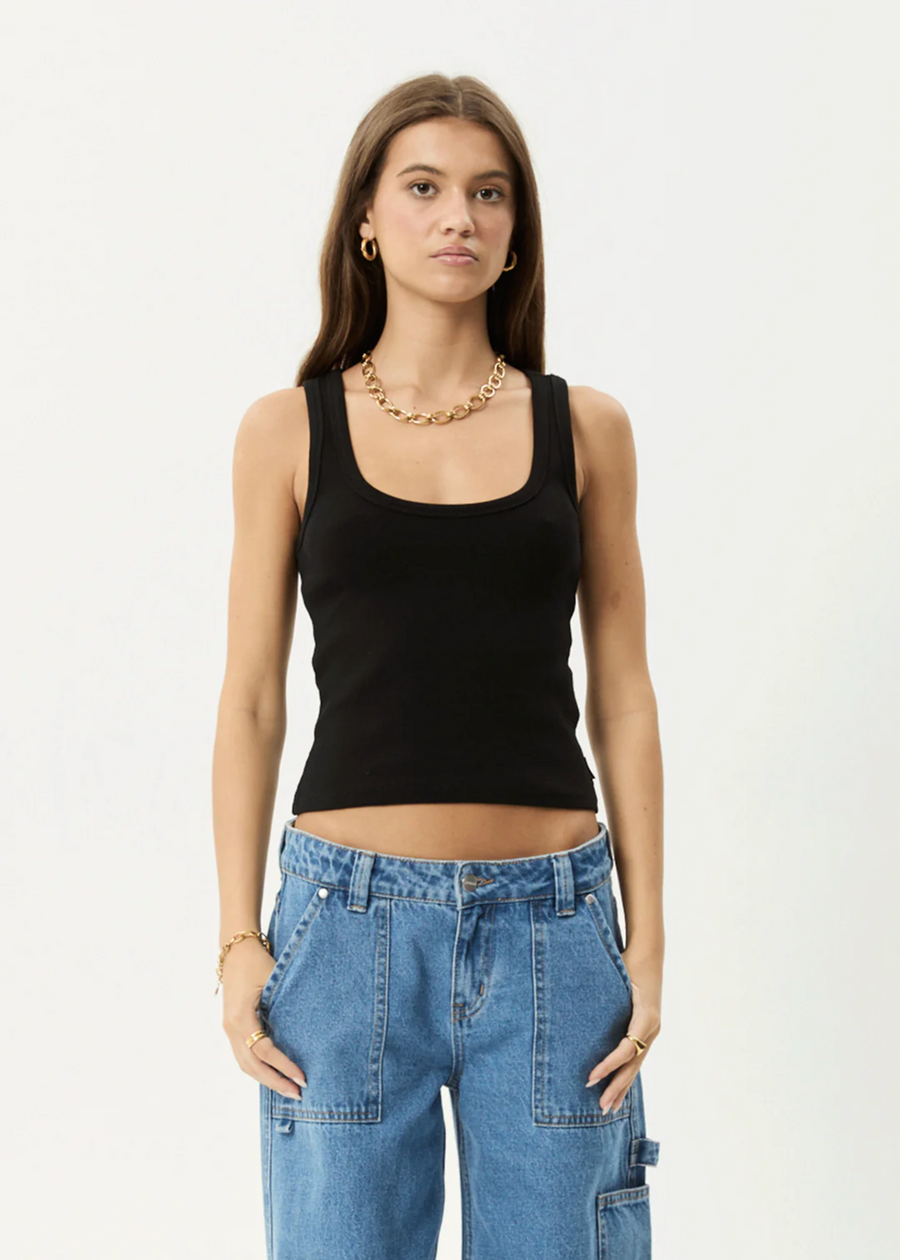 Afends Layden Organic Rib Singlet - Black