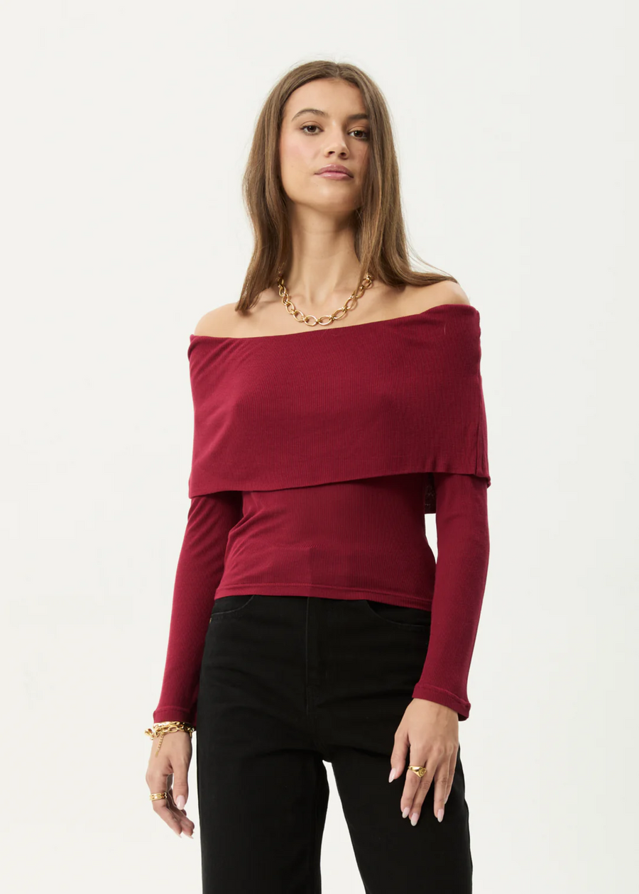 Afends Beckett Bamboo Off-Shoulder LS