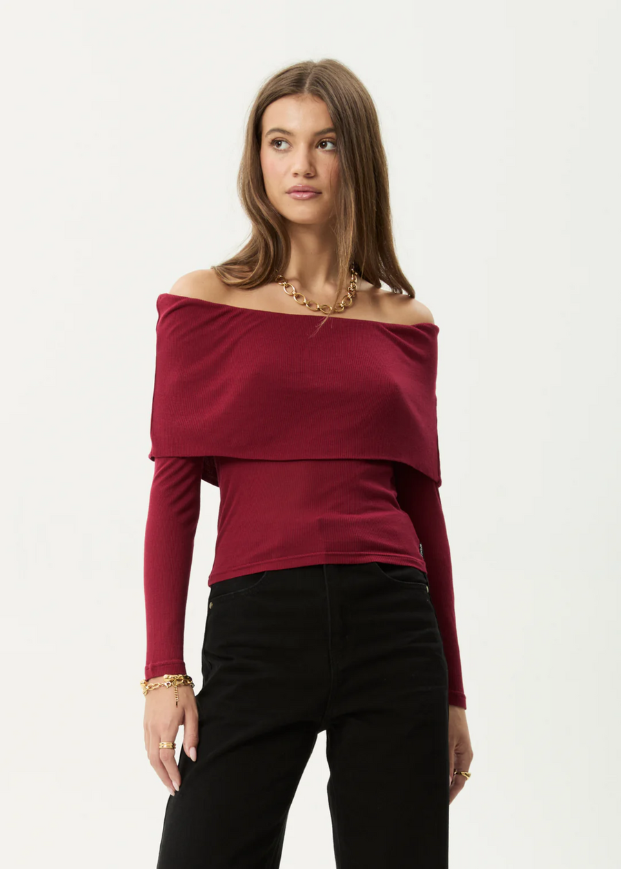 Afends Beckett Bamboo Off-Shoulder LS