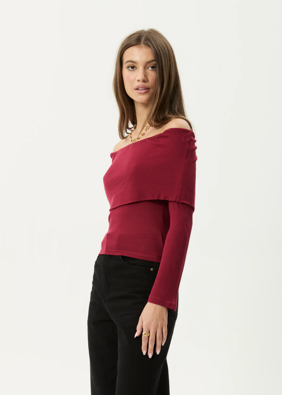 Afends Beckett Bamboo Off-Shoulder LS