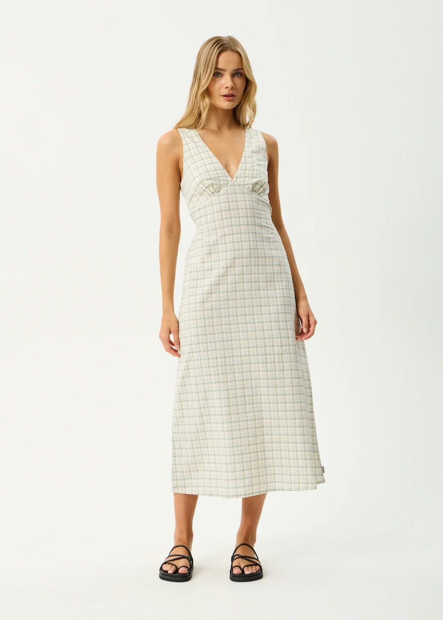Afends Legacy Organic Seersucker Maxi Dress - Boa Check