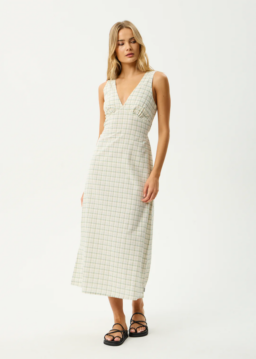 Afends Legacy Organic Seersucker Maxi Dress - Boa Check