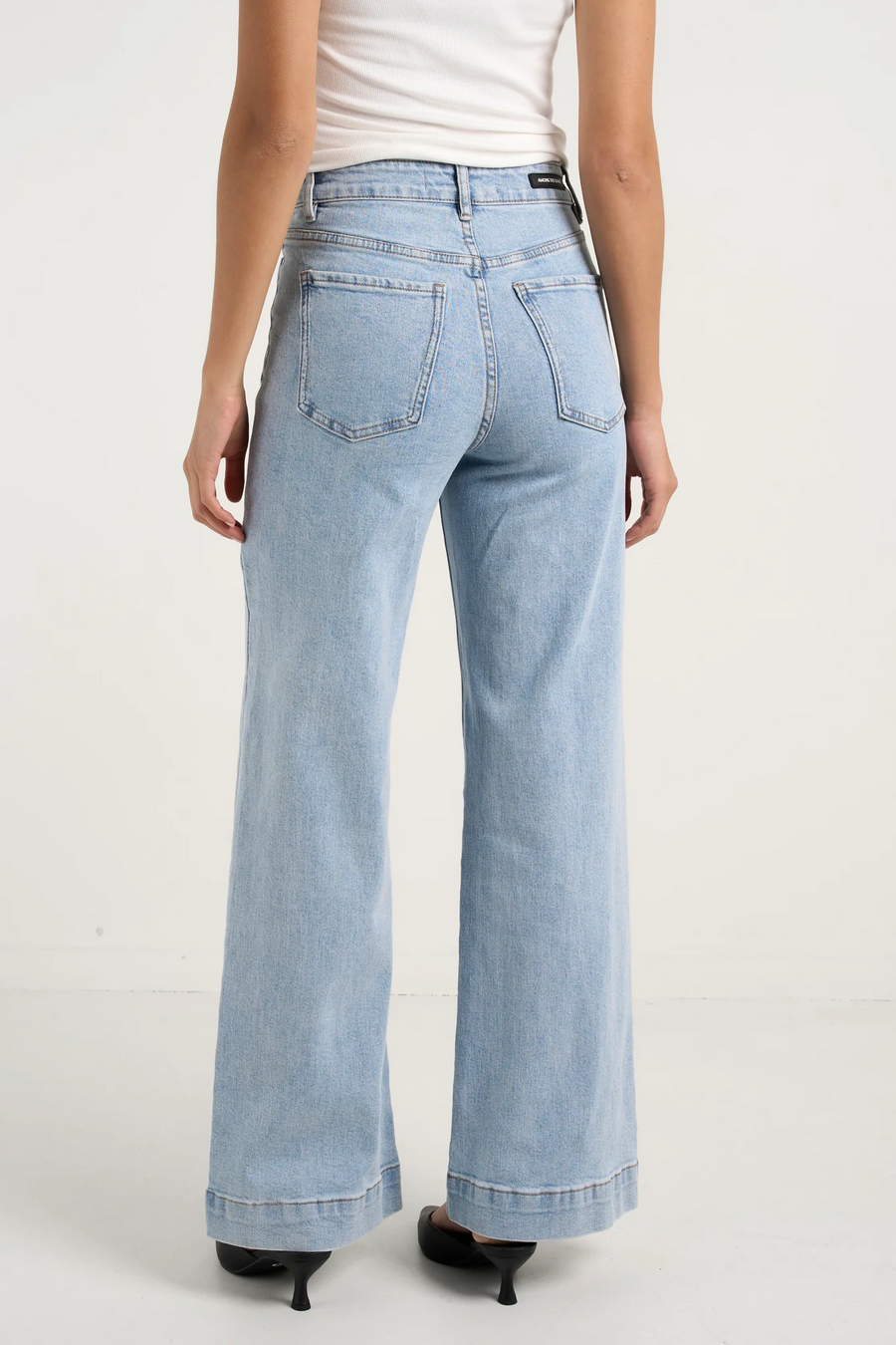 Among The Brave  Zoey Light Blue High Rise Wide Leg Pkt Jean - Light Blue