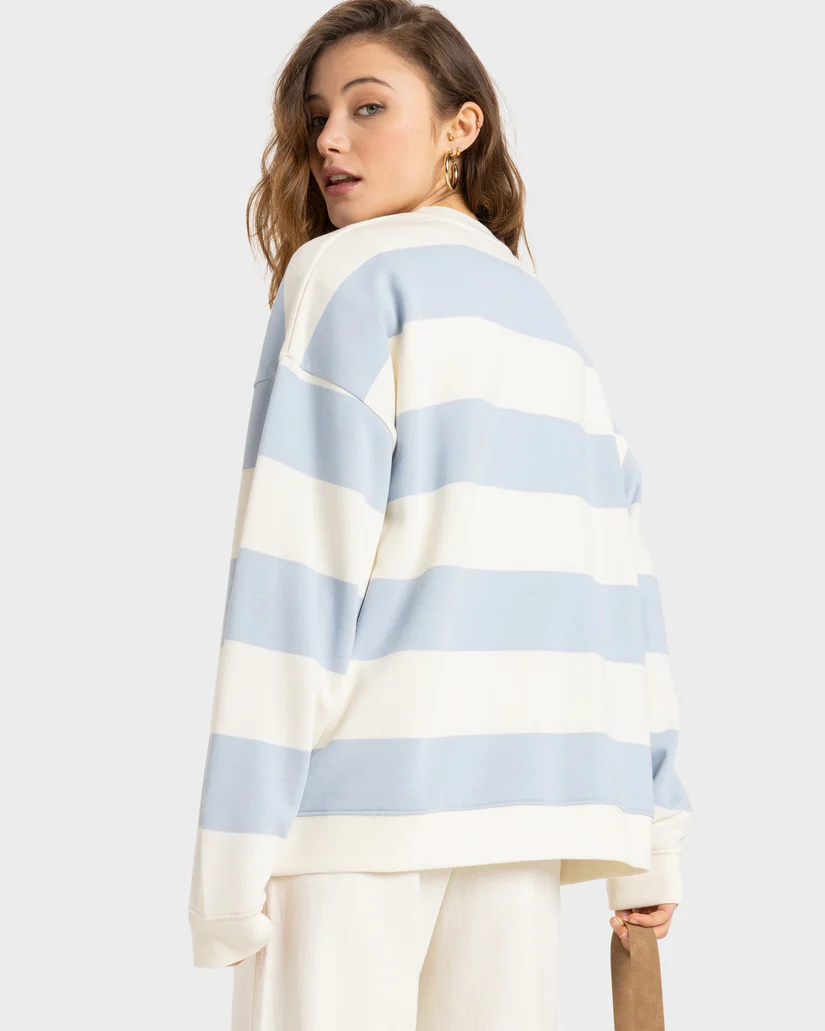 Roxy Strictly Stripes Oversized Sweatshirt - Skyway Strictly  Stripe / Blue