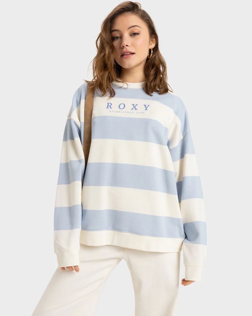 Roxy Strictly Stripes Oversized Sweatshirt - Skyway Strictly  Stripe / Blue