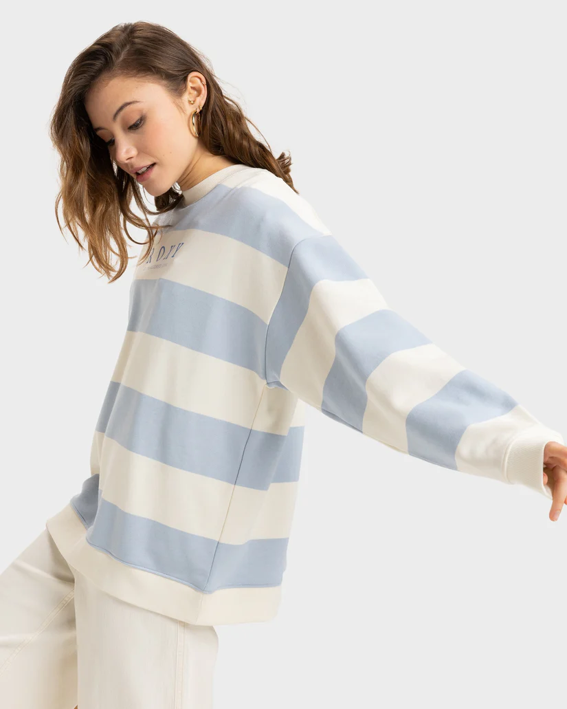 Roxy Strictly Stripes Oversized Sweatshirt - Skyway Strictly  Stripe / Blue