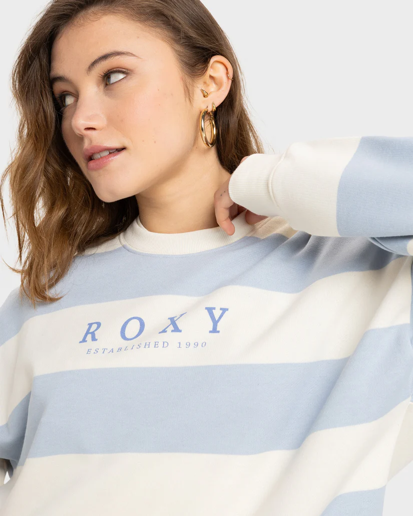 Roxy Strictly Stripes Oversized Sweatshirt - Skyway Strictly  Stripe / Blue