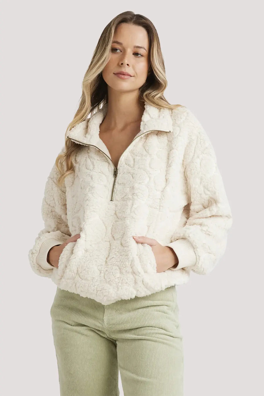 Billabong Fireside Cozy Half Zip  Crew - Whitecap