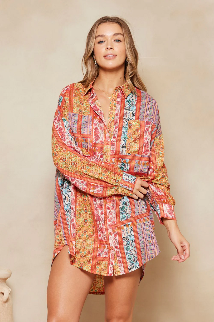 Tigerlily Idra Cruise Shirt Dress Idra Patchwork – Oasis Surf NZ