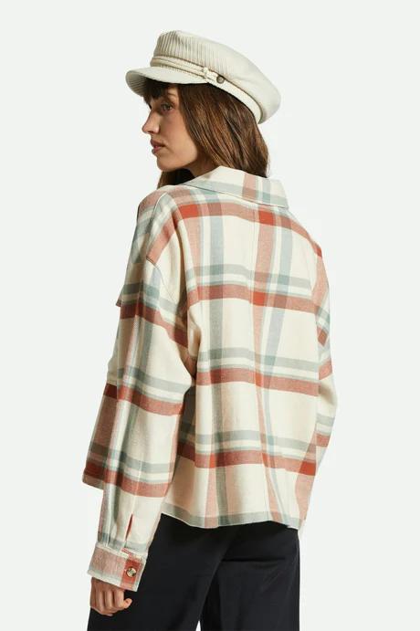 Brixton Bowery Women L/S Flannel - White Smoke/Terracotta
