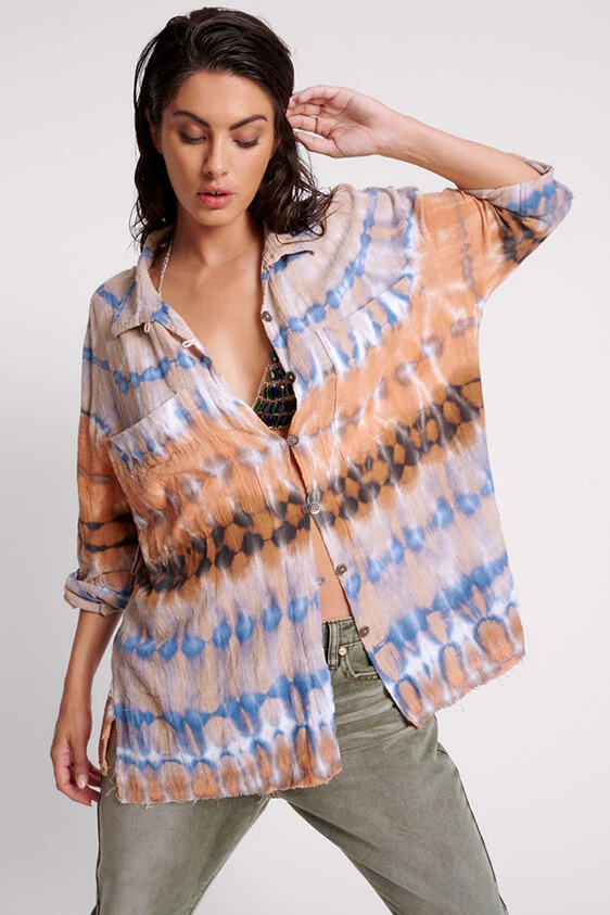 One Teaspoon Hand Dyed Mirage Muslin Long Sleeve Shirt