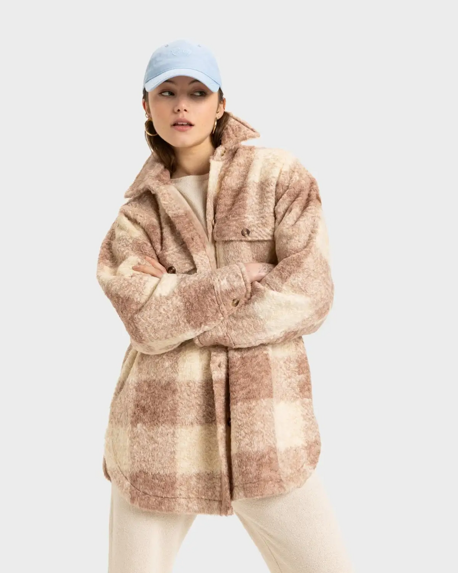 Roxy Over and Above Jacket - Warm Taupe Be Bold Plaid