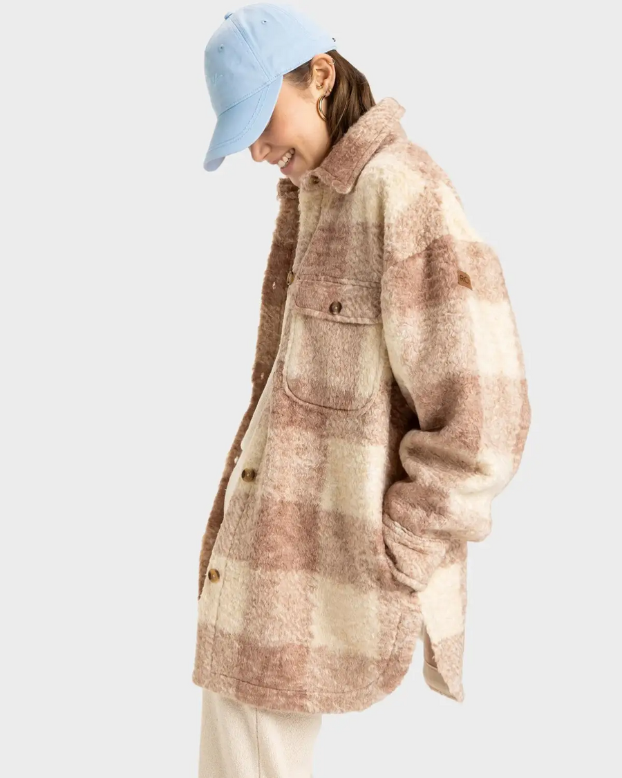 Roxy Over and Above Jacket - Warm Taupe Be Bold Plaid
