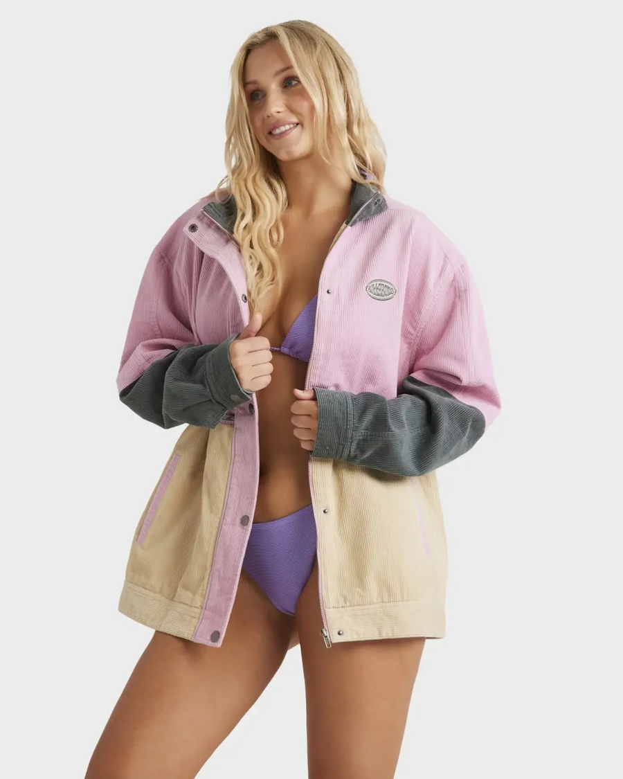 Billabong Set The Wave Cord Jacket - Multi/ Pink