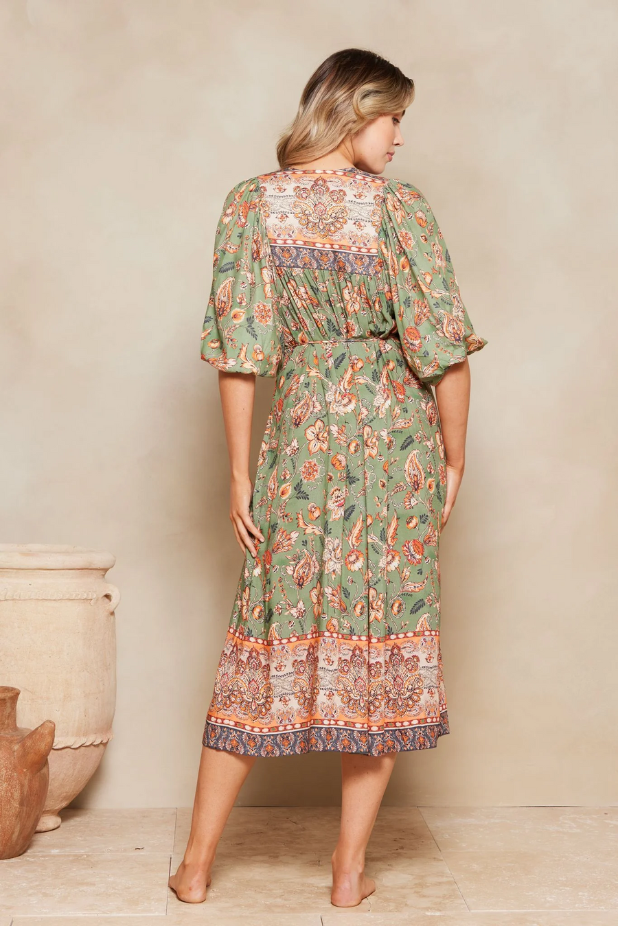 Tigerlily Mahi Rumer Midi Dress - Sage Paisley