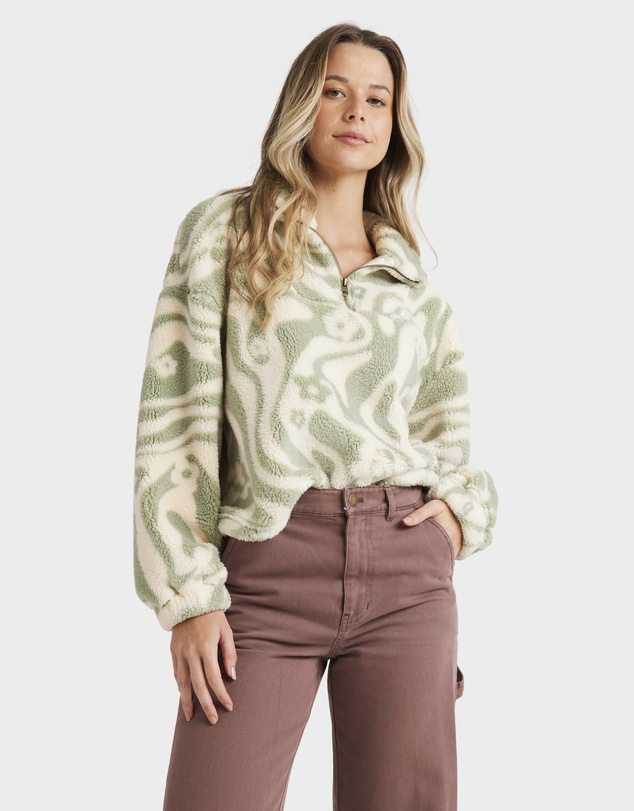 Billabong Golden Groove Half Zip Crew - Multi / Green
