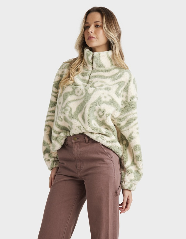 Billabong Golden Groove Half Zip Crew - Multi / Green