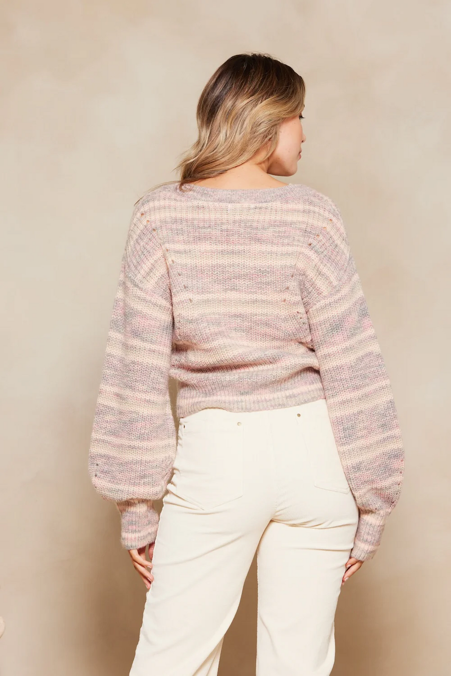 Tigerlily Olympia Alba Cropped Cardigan - Soft Pink Stripe