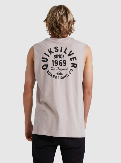Quiksilver Circled Script Muscle  Tee- Goat