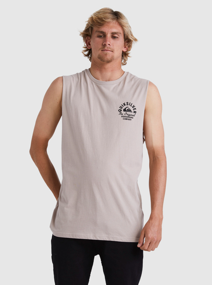 Quiksilver Circled Script Muscle  Tee- Goat