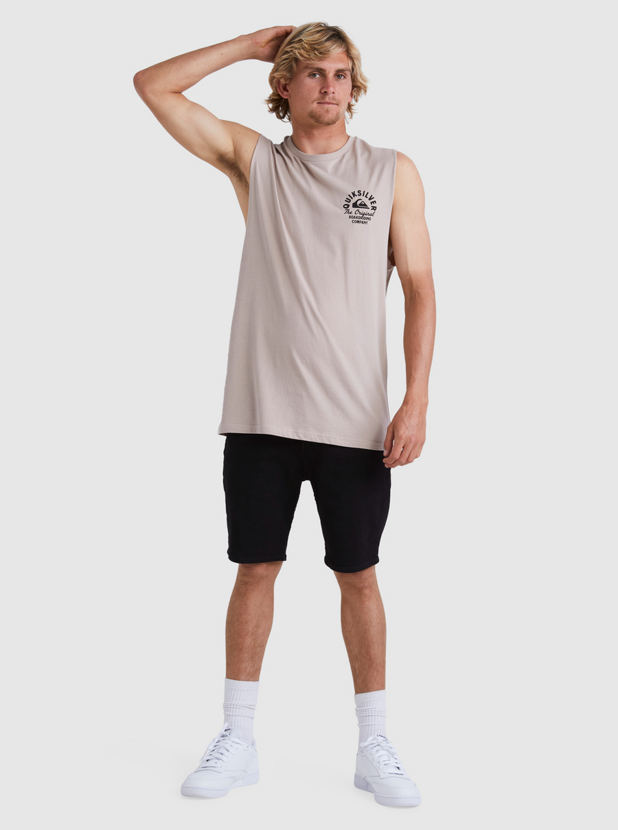 Quiksilver Circled Script Muscle  Tee- Goat