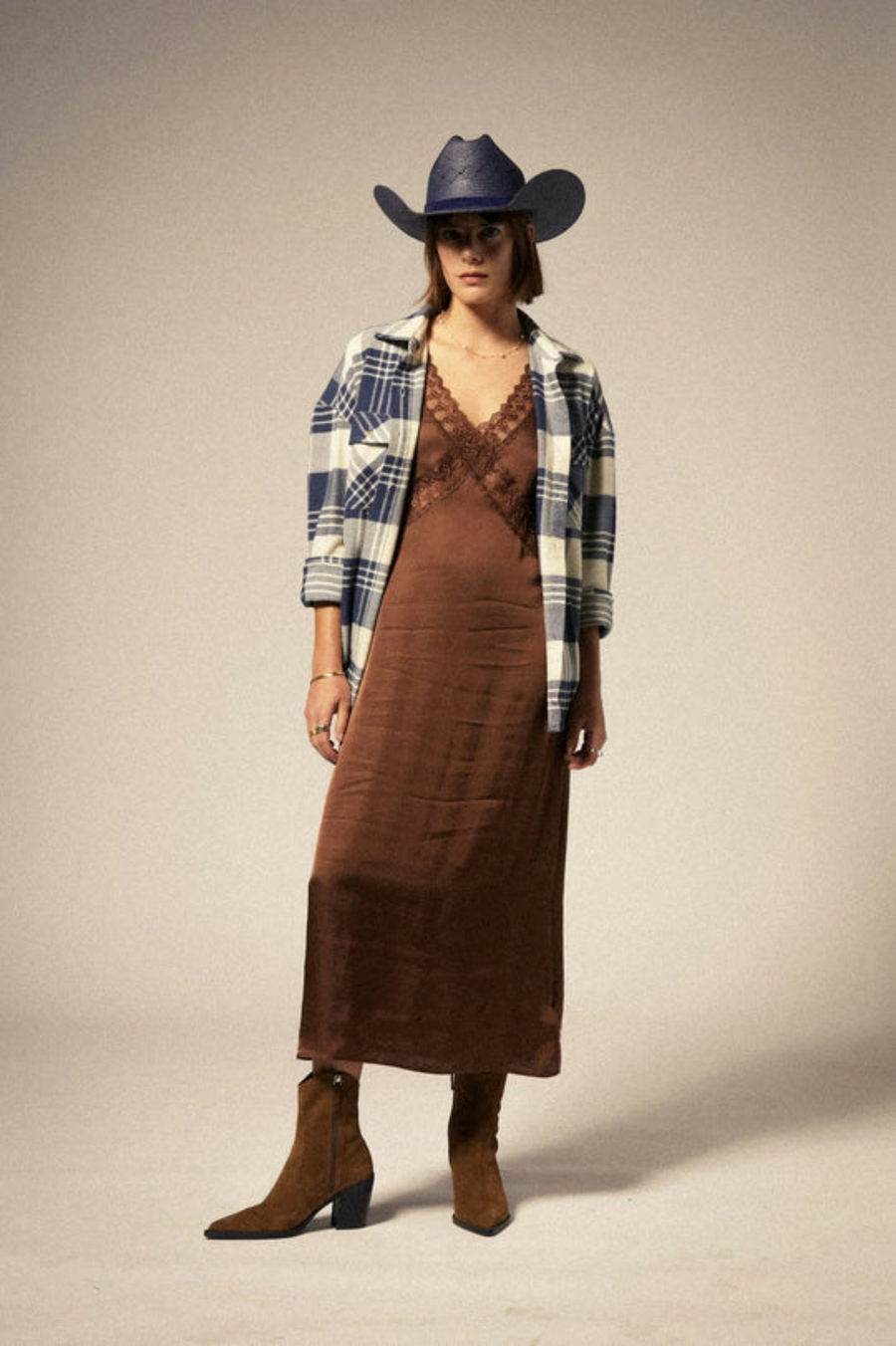 Brixton Bowery Classic Flannel - Azure White Blue Plaid