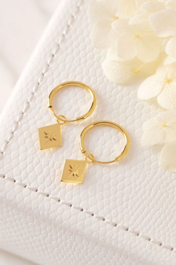 Midsummer Star Diamond Celestial Hoops - Gold