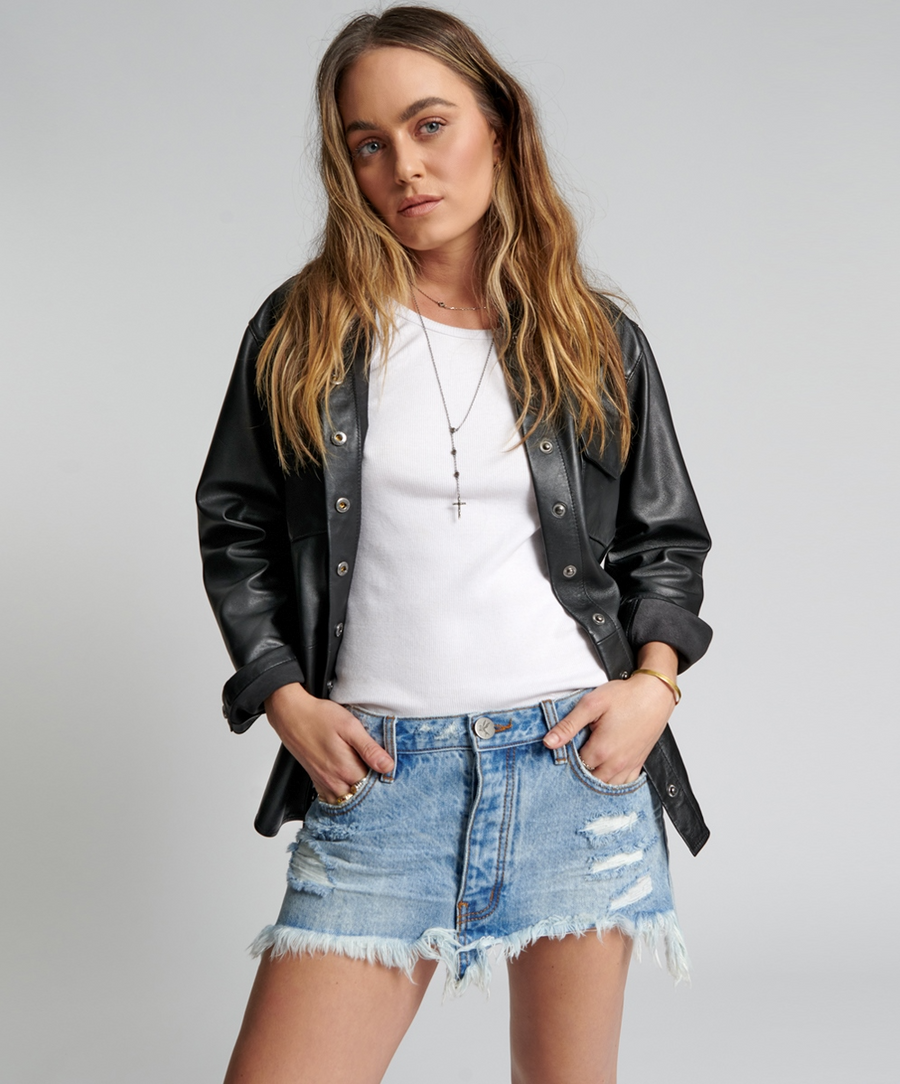 One Teaspoon Junkyard Low Waist Denim Skirt - Ocean