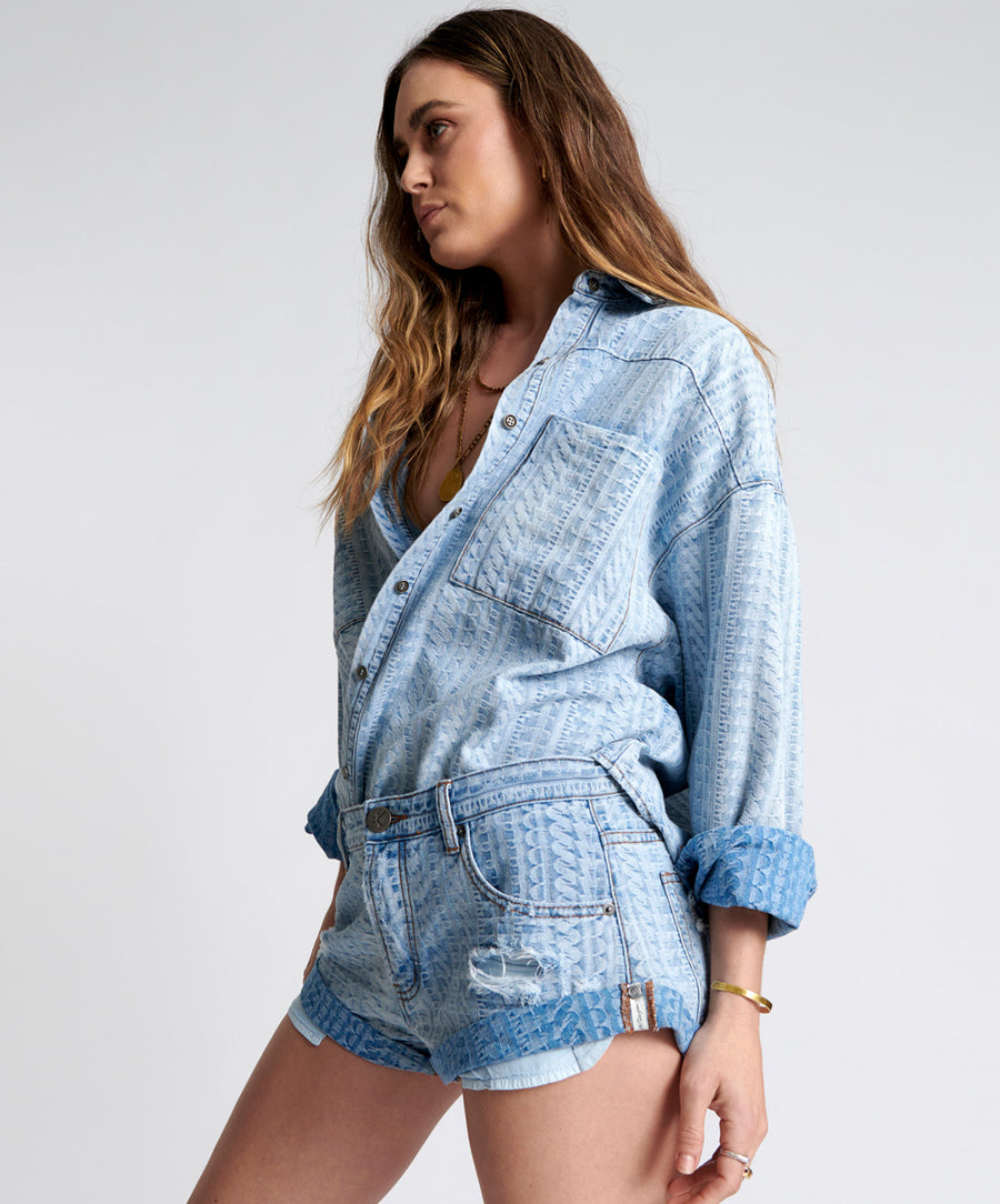 One Teaspoon One Repeat Denim Daria Shacket - Light Blue
