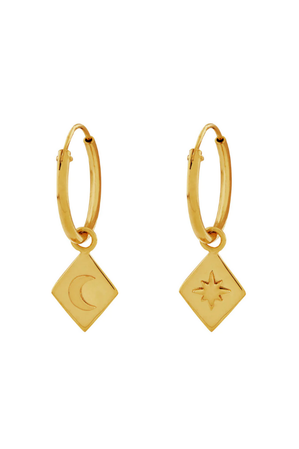 Midsummer Star Diamond Celestial Hoops - Gold