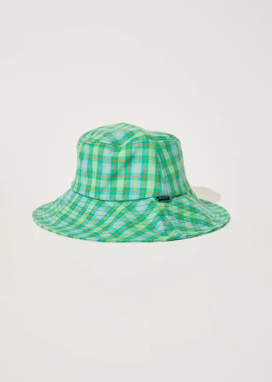 Afends Tully Hemp Check Wide Brim Hat - Forest