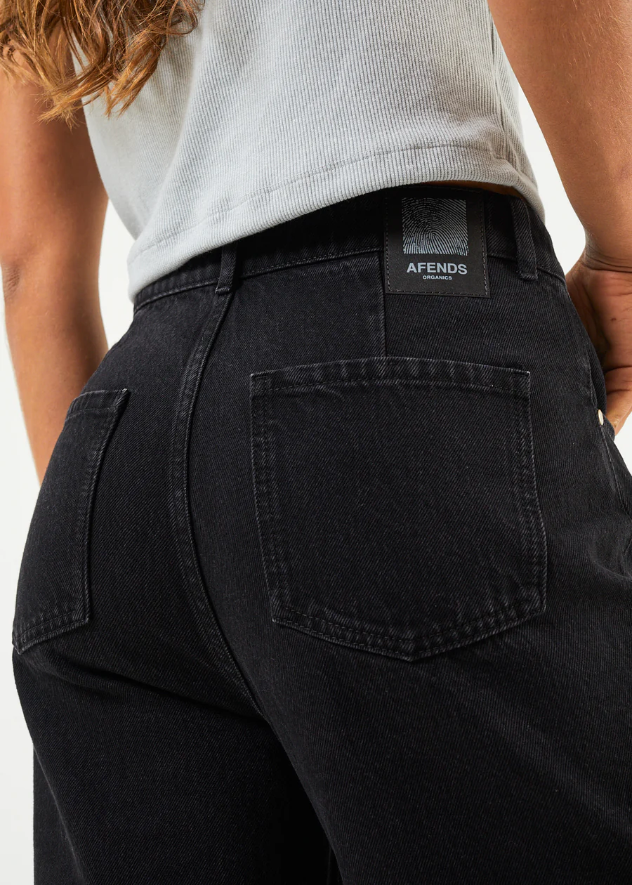 Afends Shelby Organic Denim Wide Leg Jeans - Washed Black