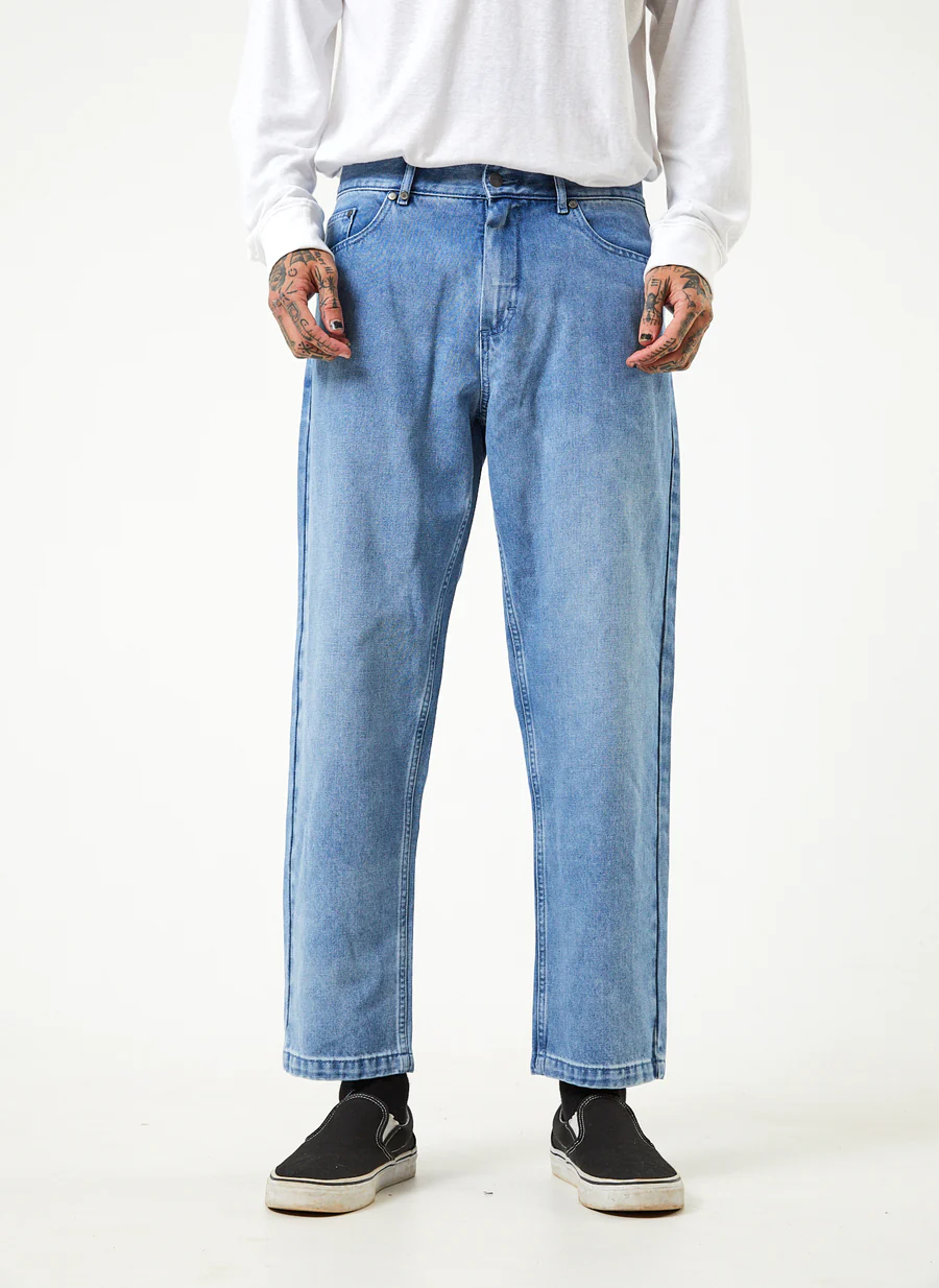 Afends Ninety Twos - Hemp Denim Relaxed Jeans - Worn Blue