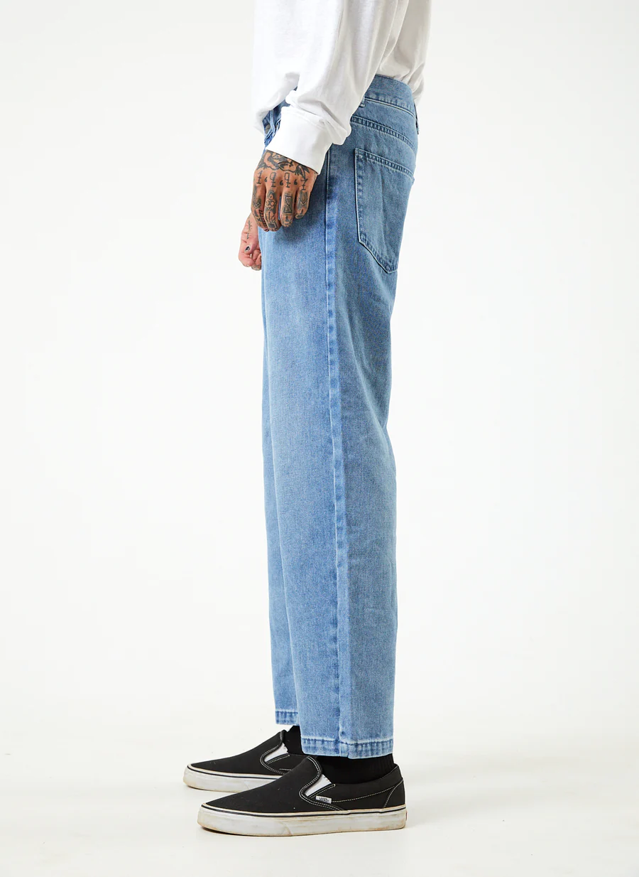 Afends Ninety Twos - Hemp Denim Relaxed Jeans - Worn Blue