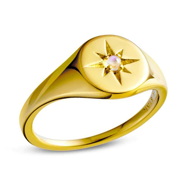 Midsummer Star Enchanted Light Moonstone Signet Ring