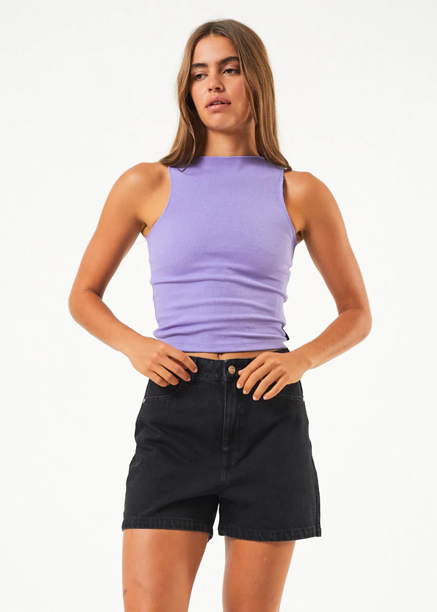 Afends Seventy Three's Organic Denim High Waisted Shorts - Washed Black