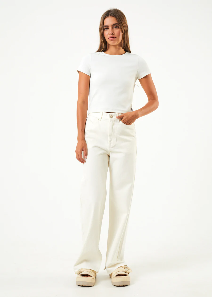 Afends Faith Hemp Ribbed T-Shirt - Off White