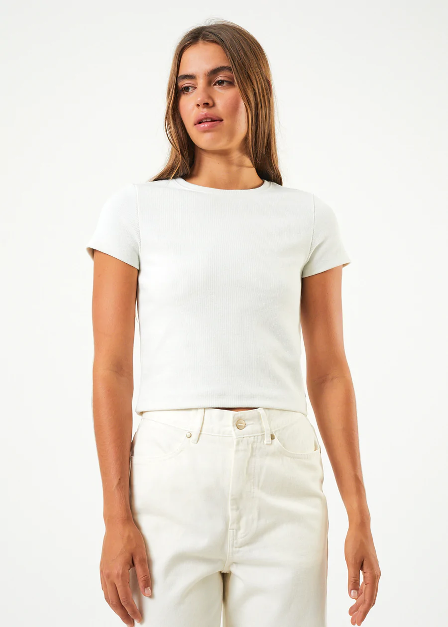 Afends Faith Hemp Ribbed T-Shirt - Off White